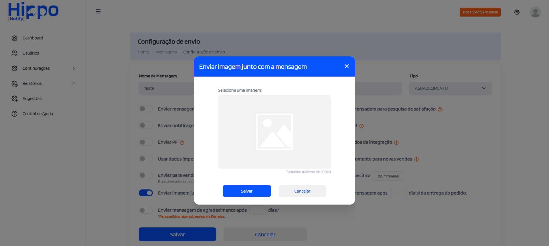 Janela para selecionar a imagem