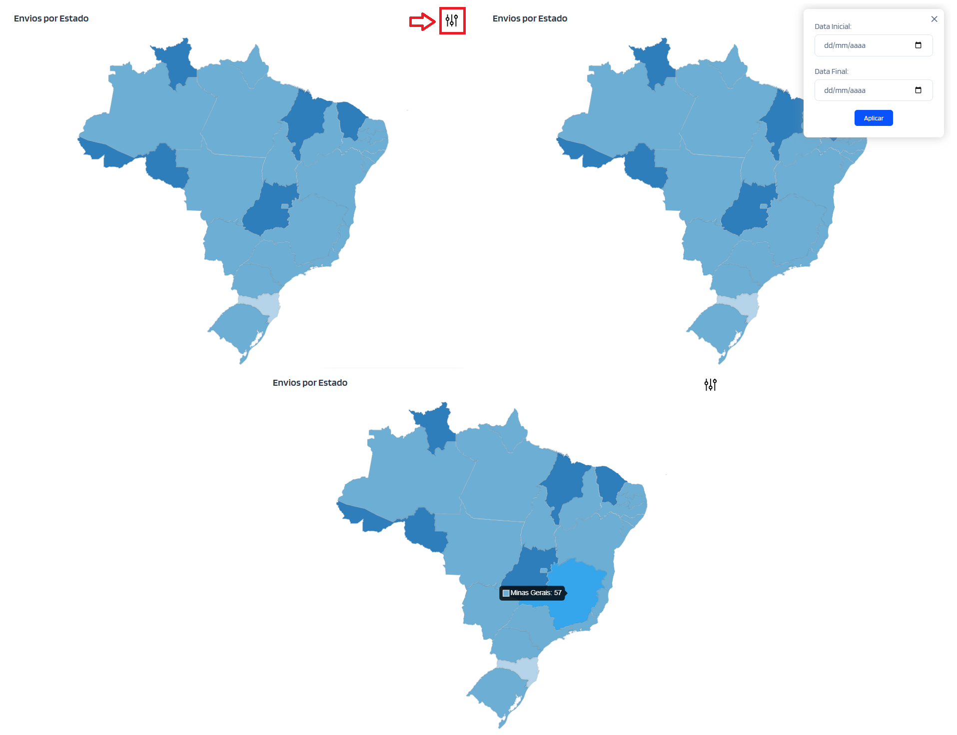 Mapa de envios por estado