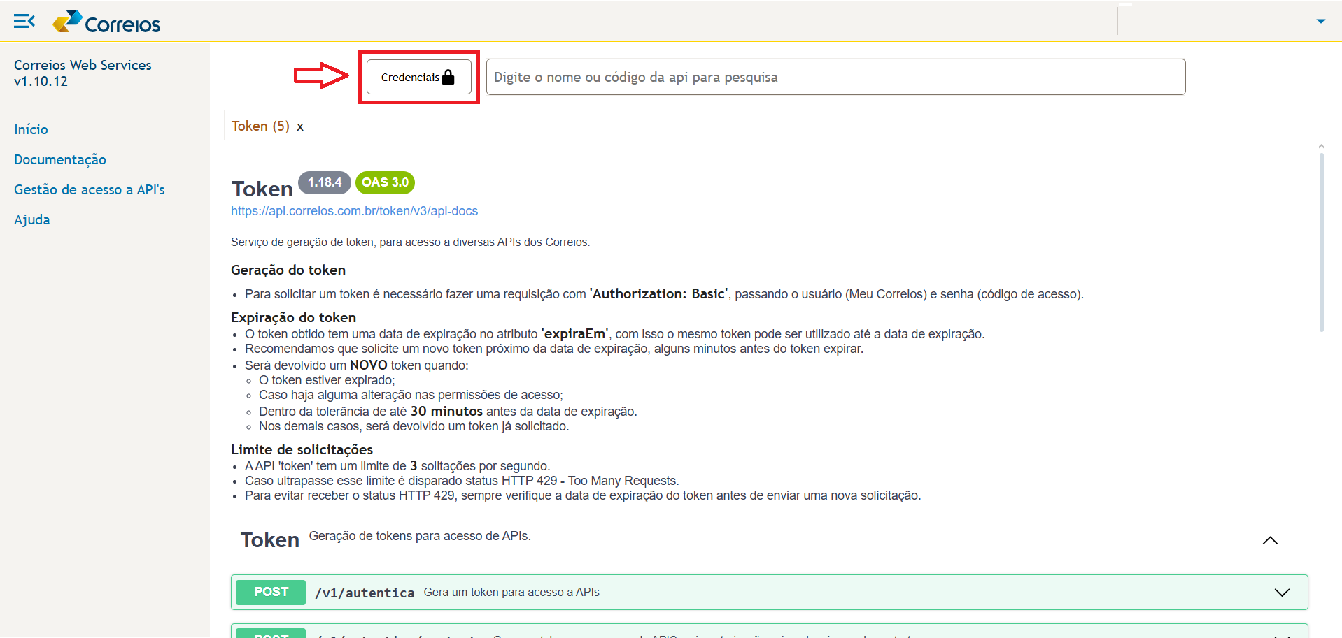Tela inicial do site CWS