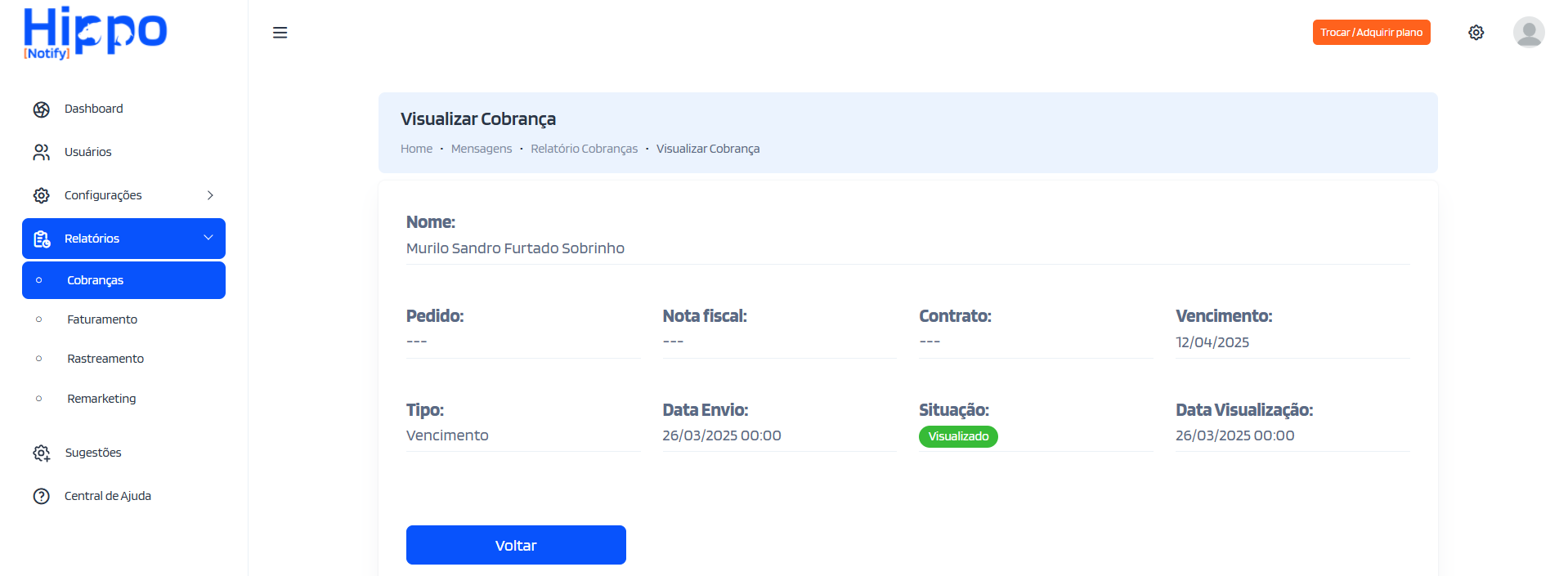 Situação 'Visualizado'